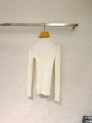 mi⭐️mi⭐️25FW Autumn/Winter New Arrival Micro-Label Jacquard Cashmere Blend Knit Long-Sleeved Base Layer