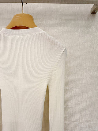 mi⭐️mi⭐️25FW Autumn/Winter New Arrival Micro-Label Jacquard Cashmere Blend Knit Long-Sleeved Base Layer