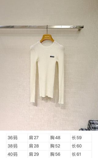 mi⭐️mi⭐️25FW Autumn/Winter New Arrival Micro-Label Jacquard Cashmere Blend Knit Long-Sleeved Base Layer