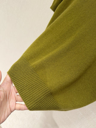 mi⭐️mi⭐️25 Autumn/Winter New Olive Green Short-Sleeve Knit Sweater, Cashmere Material