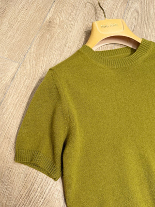 mi⭐️mi⭐️25 Autumn/Winter New Olive Green Short-Sleeve Knit Sweater, Cashmere Material