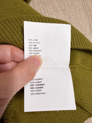 mi⭐️mi⭐️25 Autumn/Winter New Olive Green Short-Sleeve Knit Sweater, Cashmere Material