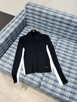 Chane* Premium Color-Blocked Polo Knitwear ✨Coconege🎿 Ski Collection