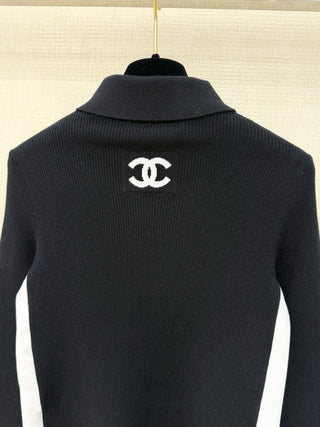Chane* Premium Color-Blocked Polo Knitwear ✨Coconege🎿 Ski Collection