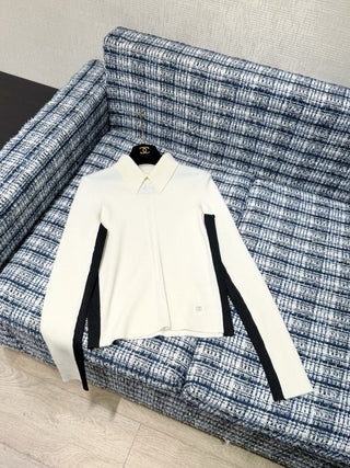 Chane* Premium Color-Blocked Polo Knitwear ✨Coconege🎿 Ski Collection