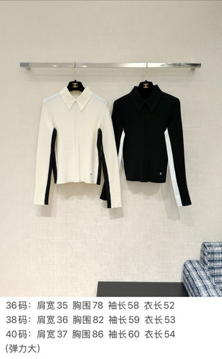 Chane* Premium Color-Blocked Polo Knitwear ✨Coconege🎿 Ski Collection