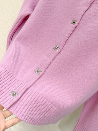 Chane* Premium Quality Tricolor Cashmere Cardigan with Metal Buttons