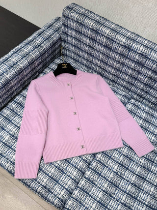 Chane* Premium Quality Tricolor Cashmere Cardigan with Metal Buttons