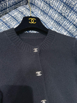 Chane* Premium Quality Tricolor Cashmere Cardigan with Metal Buttons