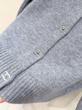 Chane* Premium Quality Tricolor Cashmere Cardigan with Metal Buttons