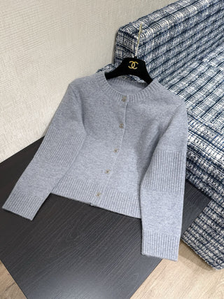 Chane* Premium Quality Tricolor Cashmere Cardigan with Metal Buttons