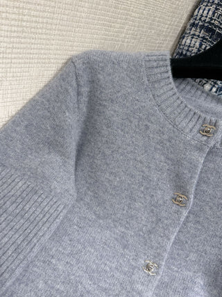 Chane* Premium Quality Tricolor Cashmere Cardigan with Metal Buttons