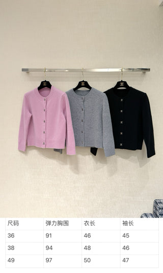 Chane* Premium Quality Tricolor Cashmere Cardigan with Metal Buttons