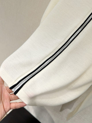 Chane* 25K Métiers d'Art Collection Black and White Zip-Up Hooded Cardigan - Exclusively developed by YB!