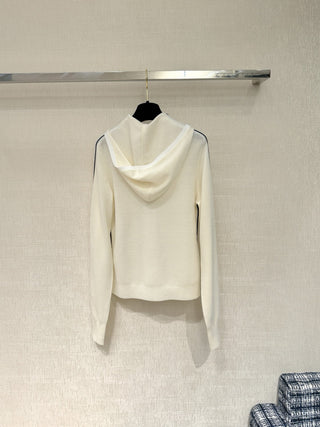 Chane* 25K Métiers d'Art Collection Black and White Zip-Up Hooded Cardigan - Exclusively developed by YB!