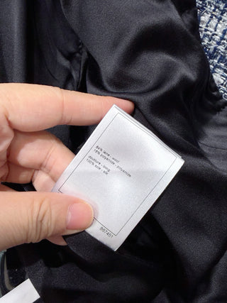 Chane* 25K Black Tweed Sequined Jacket: Charcoal Black Woven Fabric Interwoven with Sequins