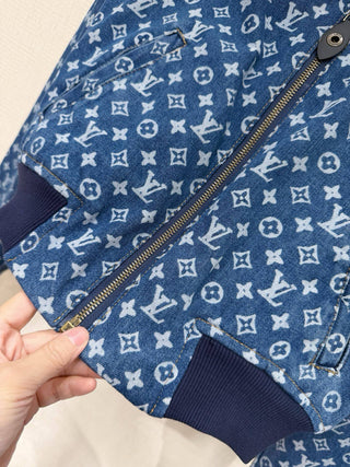 1v Early Autumn New Arrival Laser Print Denim Short Jacket