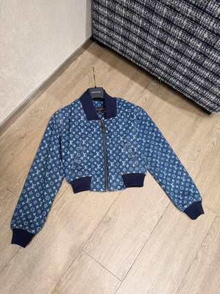 1v Early Autumn New Arrival Laser Print Denim Short Jacket