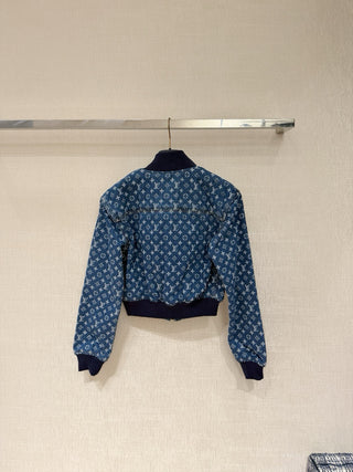 1v Early Autumn New Arrival Laser Print Denim Short Jacket