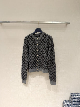 1v x Grace collaboration monogram cashmere cardigan