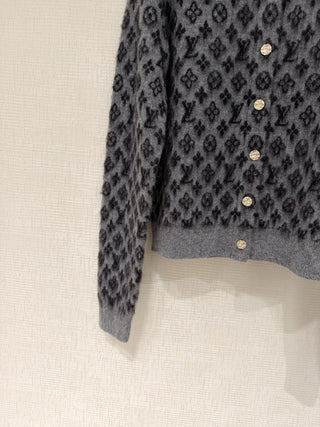 1v x Grace collaboration monogram cashmere cardigan