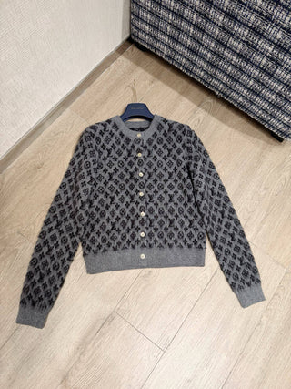 1v x Grace collaboration monogram cashmere cardigan