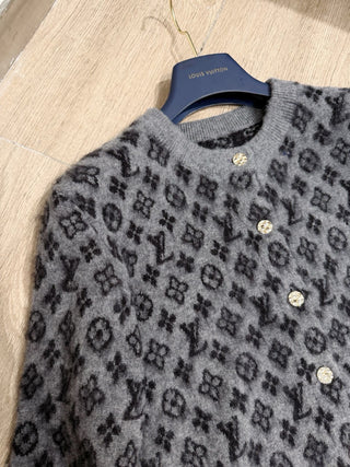 1v x Grace collaboration monogram cashmere cardigan