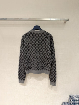 1v x Grace collaboration monogram cashmere cardigan