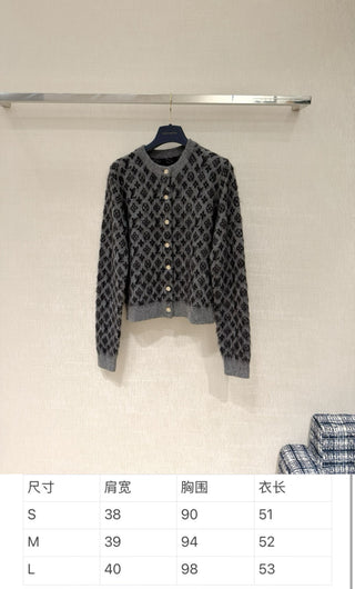 1v x Grace collaboration monogram cashmere cardigan