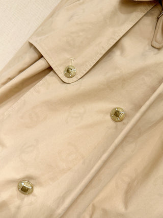 Chane* Métiers d'Art Collection New Arrival: Subtle Pattern Logo Short Trench Coat