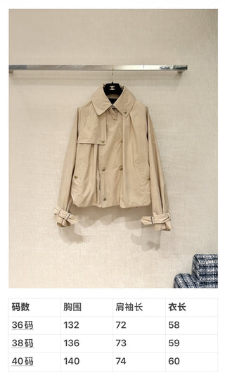 Chane* Métiers d'Art Collection New Arrival: Subtle Pattern Logo Short Trench Coat