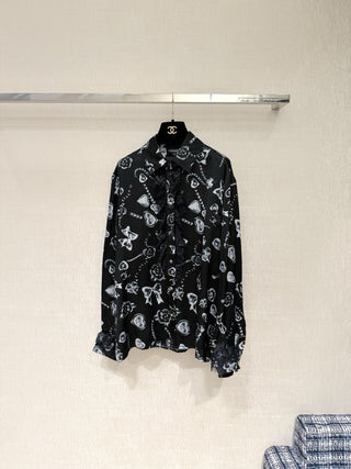 Chane* Lace Graffiti Silk Shirt