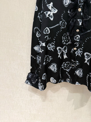 Chane* Lace Graffiti Silk Shirt