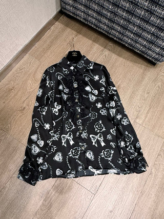 Chane* Lace Graffiti Silk Shirt