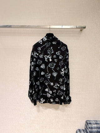 Chane* Lace Graffiti Silk Shirt