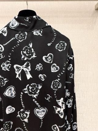 Chane* Lace Graffiti Silk Shirt
