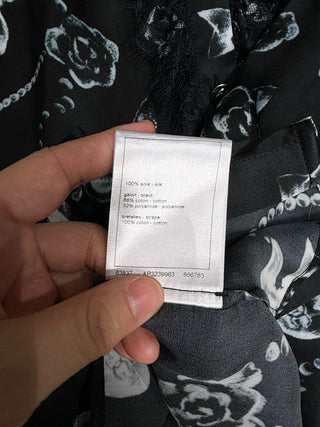 Chane* Lace Graffiti Silk Shirt