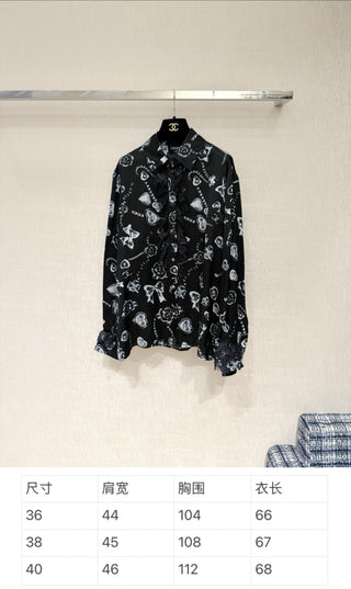 Chane* Lace Graffiti Silk Shirt
