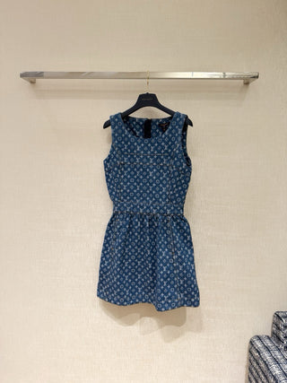 1v Early Autumn New Arrival Laser Print Denim Vest Dress