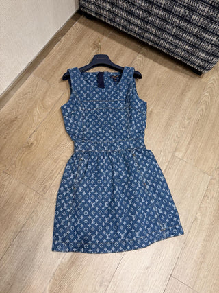1v Early Autumn New Arrival Laser Print Denim Vest Dress