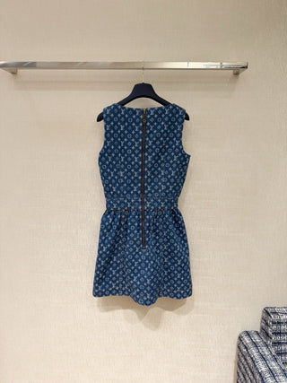 1v Early Autumn New Arrival Laser Print Denim Vest Dress
