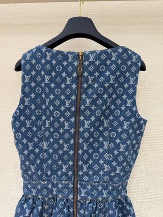 1v Early Autumn New Arrival Laser Print Denim Vest Dress