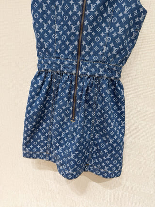 1v Early Autumn New Arrival Laser Print Denim Vest Dress