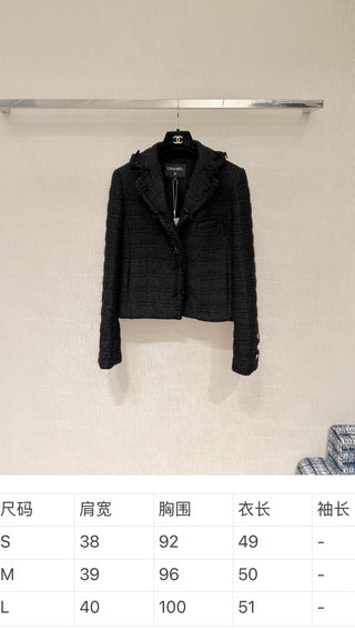 Chane*25B Collection Black Tweed Jacket