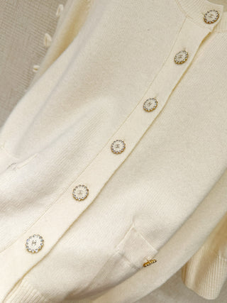 Chane  25K Premium Collection Cashmere Version 3D Bow Mid-Sleeve Knit Cardigan