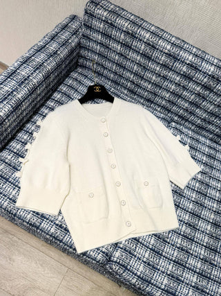 Chane  25K Premium Collection Cashmere Version 3D Bow Mid-Sleeve Knit Cardigan