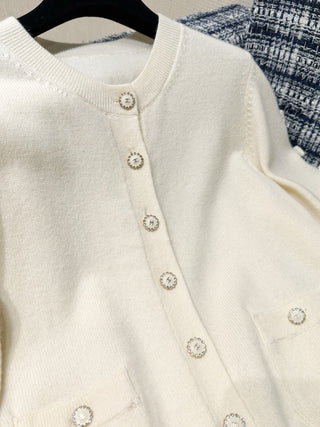 Chane  25K Premium Collection Cashmere Version 3D Bow Mid-Sleeve Knit Cardigan