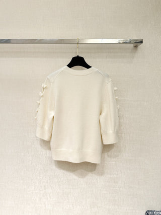 Chane  25K Premium Collection Cashmere Version 3D Bow Mid-Sleeve Knit Cardigan