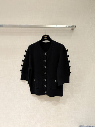 Chane  25K Premium Collection Cashmere Version 3D Bow Mid-Sleeve Knit Cardigan