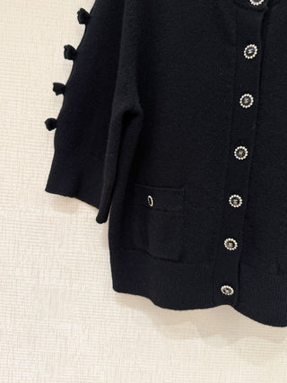 Chane  25K Premium Collection Cashmere Version 3D Bow Mid-Sleeve Knit Cardigan